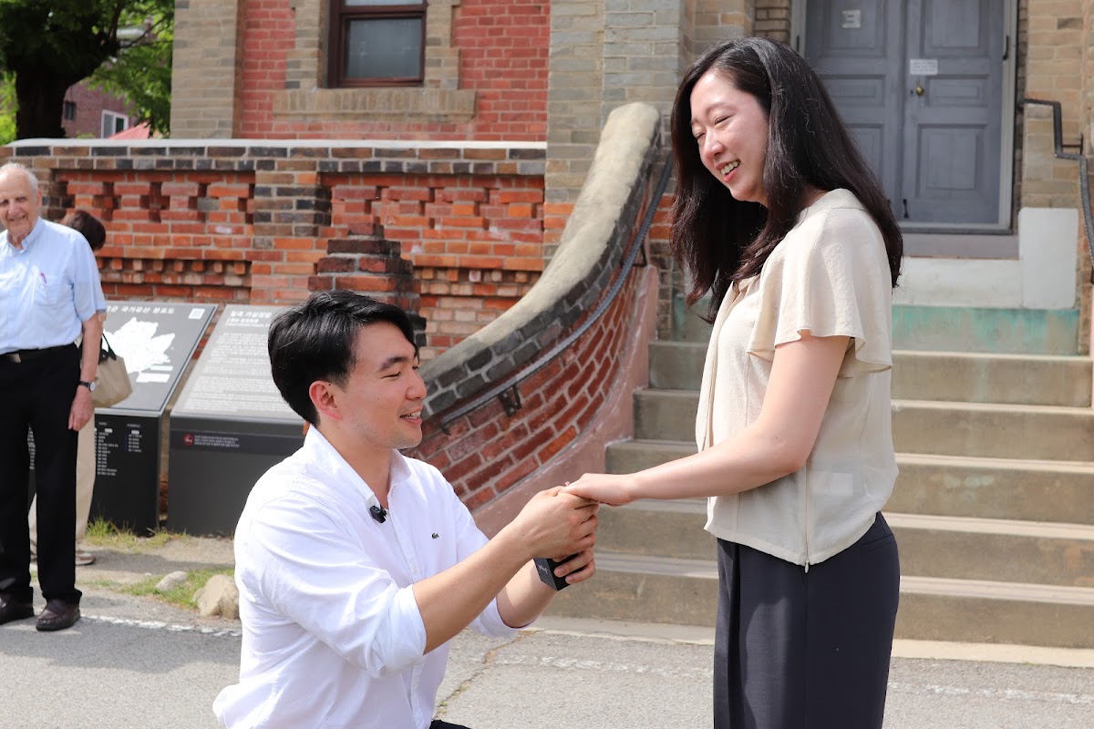 Michael and Christina, moments after the proposal